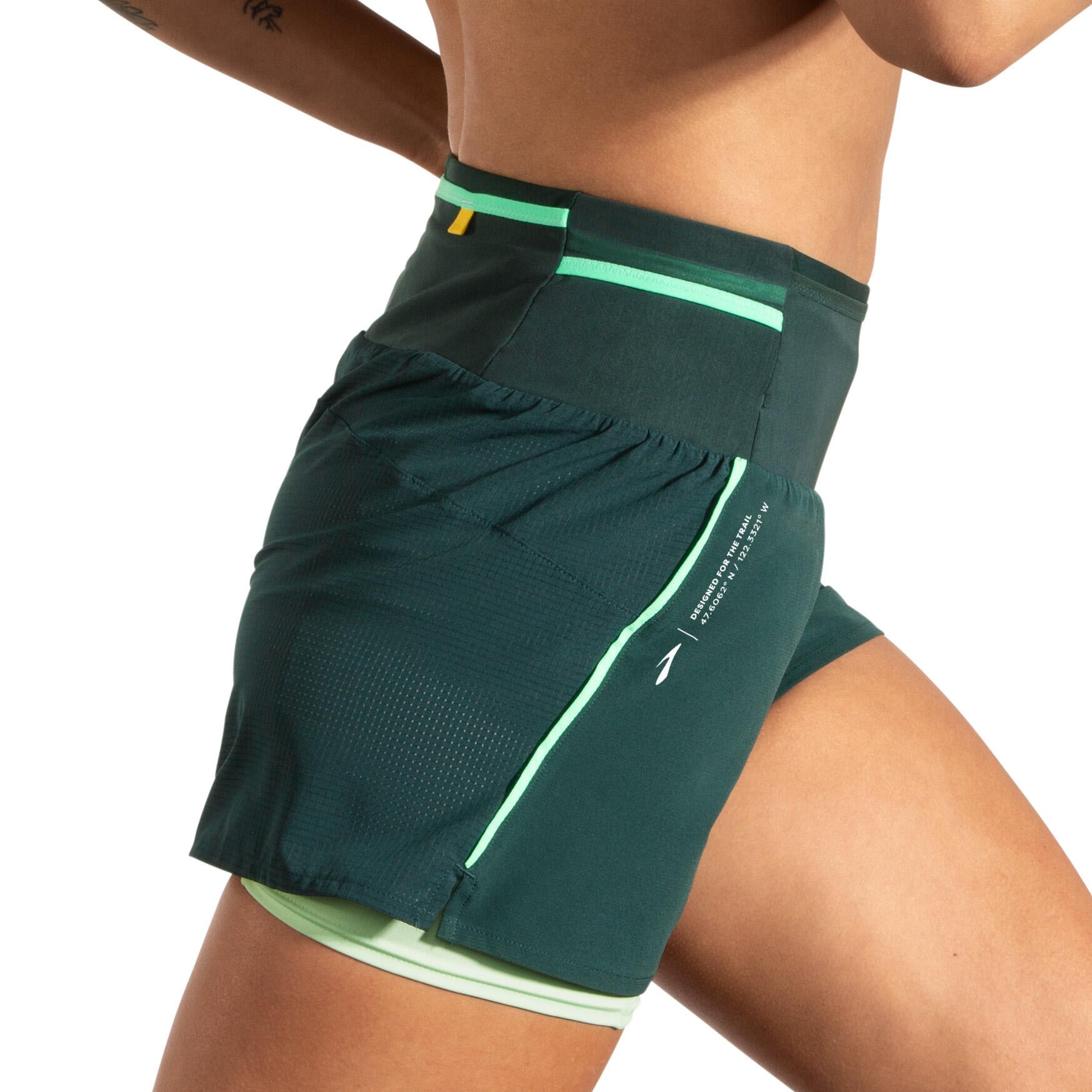 2-in-1 Laufshorts - 374-Carbon/Glacier Green - Grün