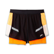 2-in-1 Trainingsshorts Run Visible 4 - 080-080 Black/Ecru/Fluoro Flas - Mehrfarbig