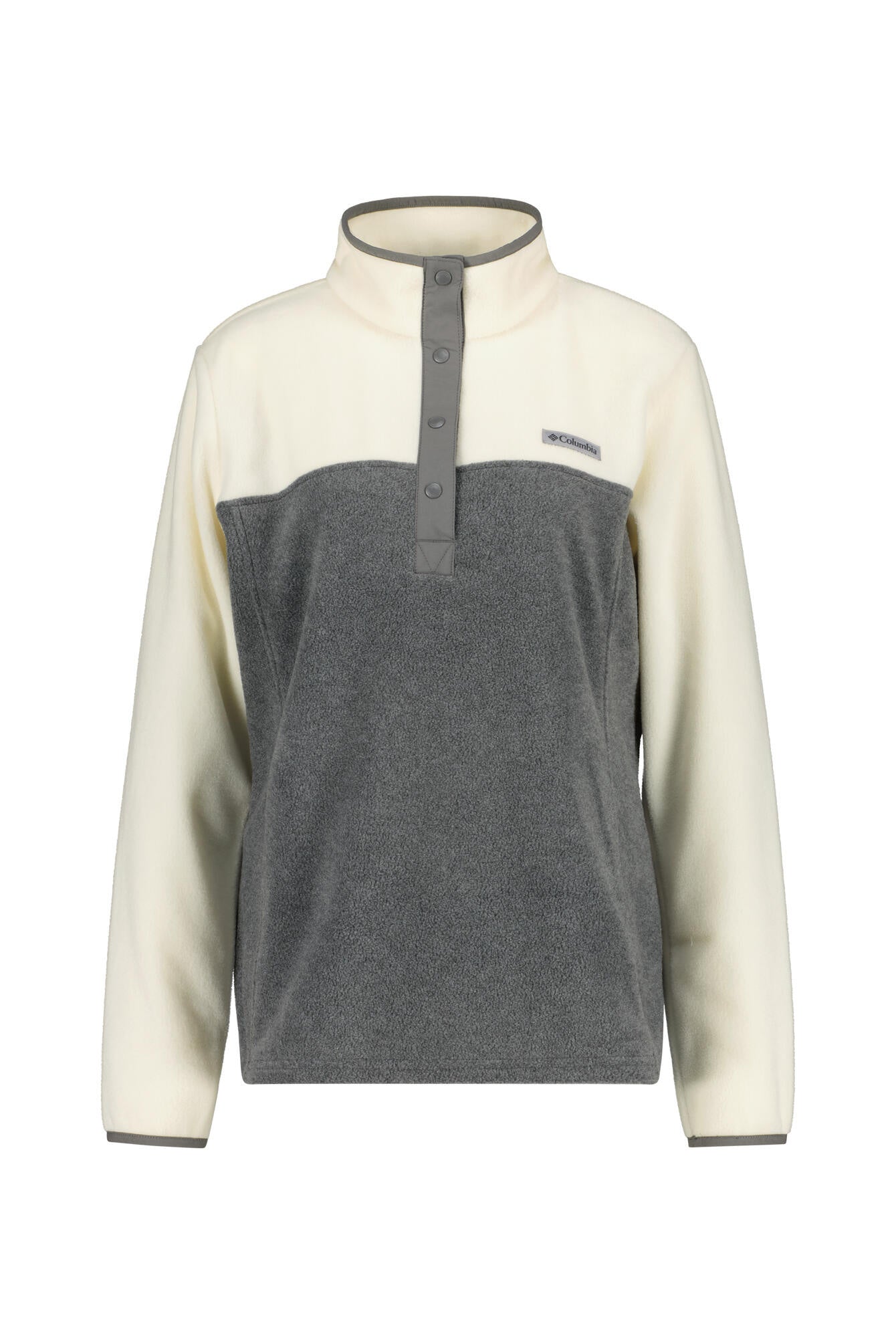 Fleece-Pullover - 023-City Grey Heather, Chalk - Grau