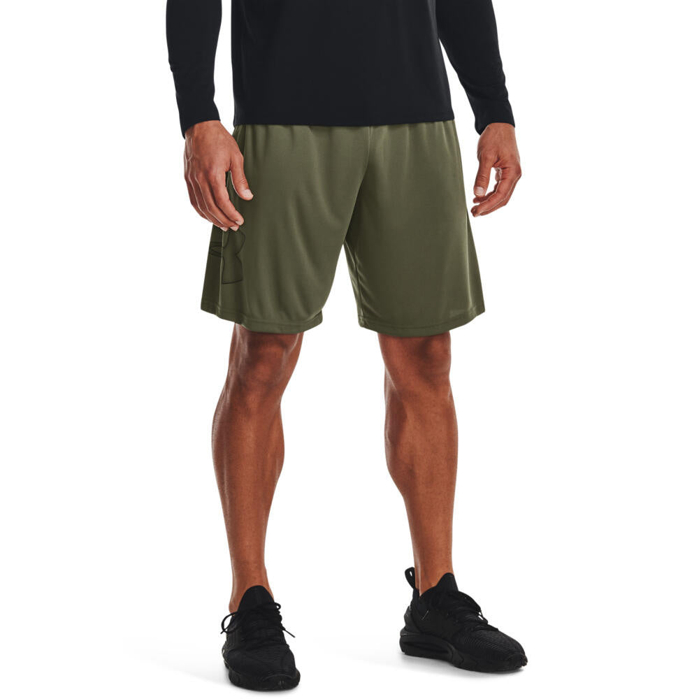 Funktionsshorts mit Logoprint - 390-MARINE OD GREEN - Grün