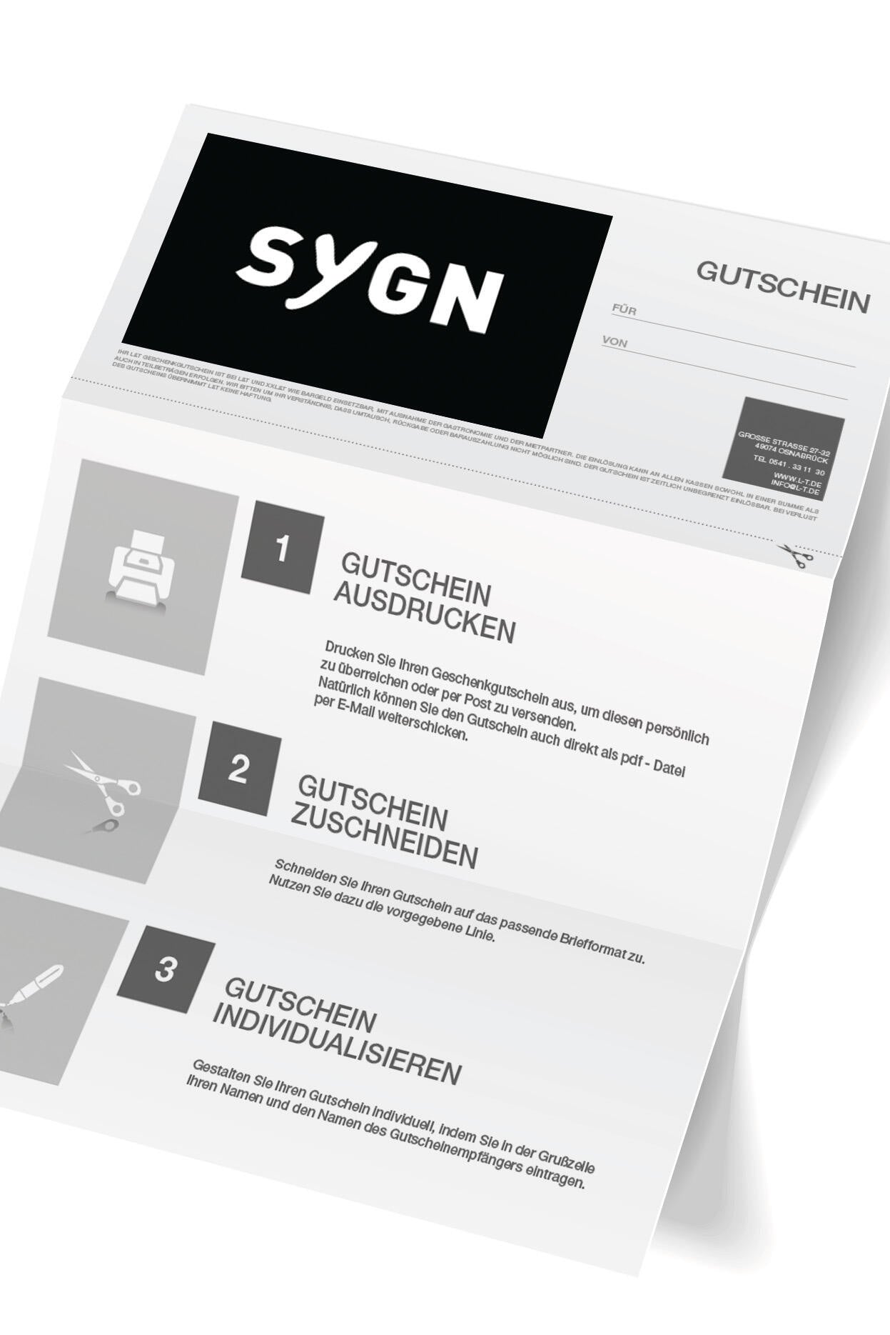 Gutschein zum Ausdrucken - sygn - Schwarz