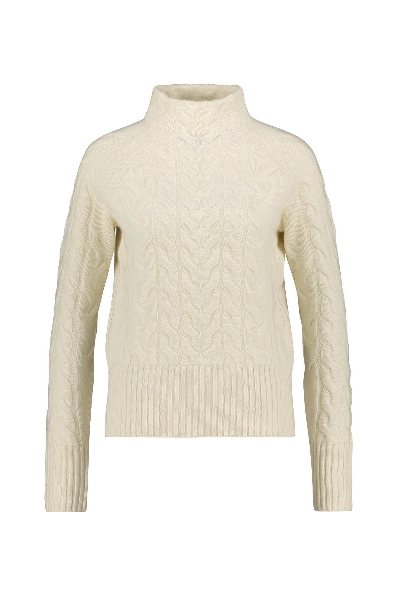 Strickpullover mit Zopfstrick-Optik - Offwhite - Weiß