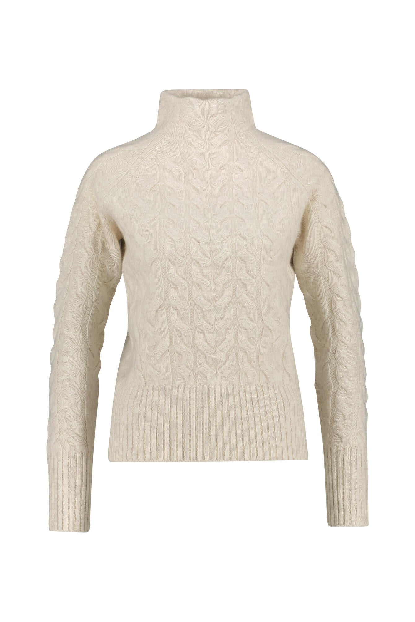 Strickpullover mit Zopfstrick-Optik - Sand - Beige