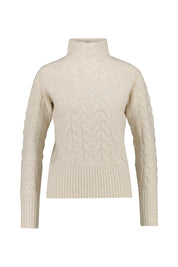 Strickpullover mit Zopfstrick-Optik - Sand - Beige