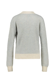 Gestreifter Strickpullover - 136 Iced - Blau | Creme