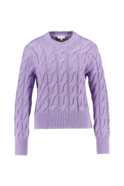 Strickpullover in Zopfstrick-Optik - Flieder - Violett