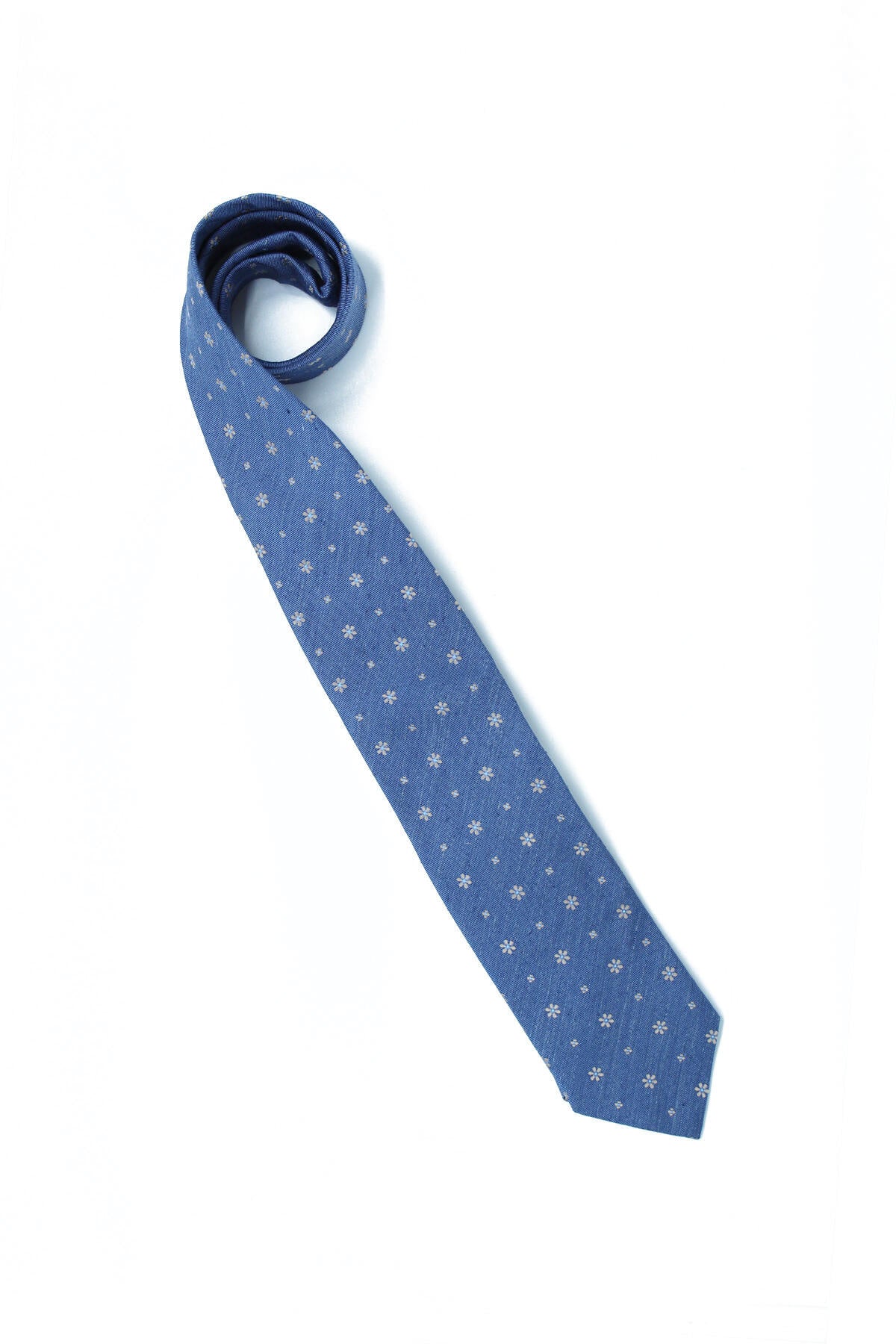 Krawatte mit floralem Muster - Mid Blue - Blau