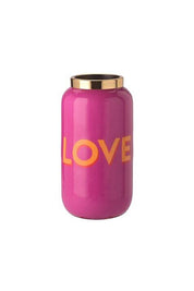 Vase mit Schriftzug - Fuchsia/Gold - Pink