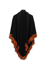 Poncho aus Merinowolle - 038 Multistripe - Schwarz