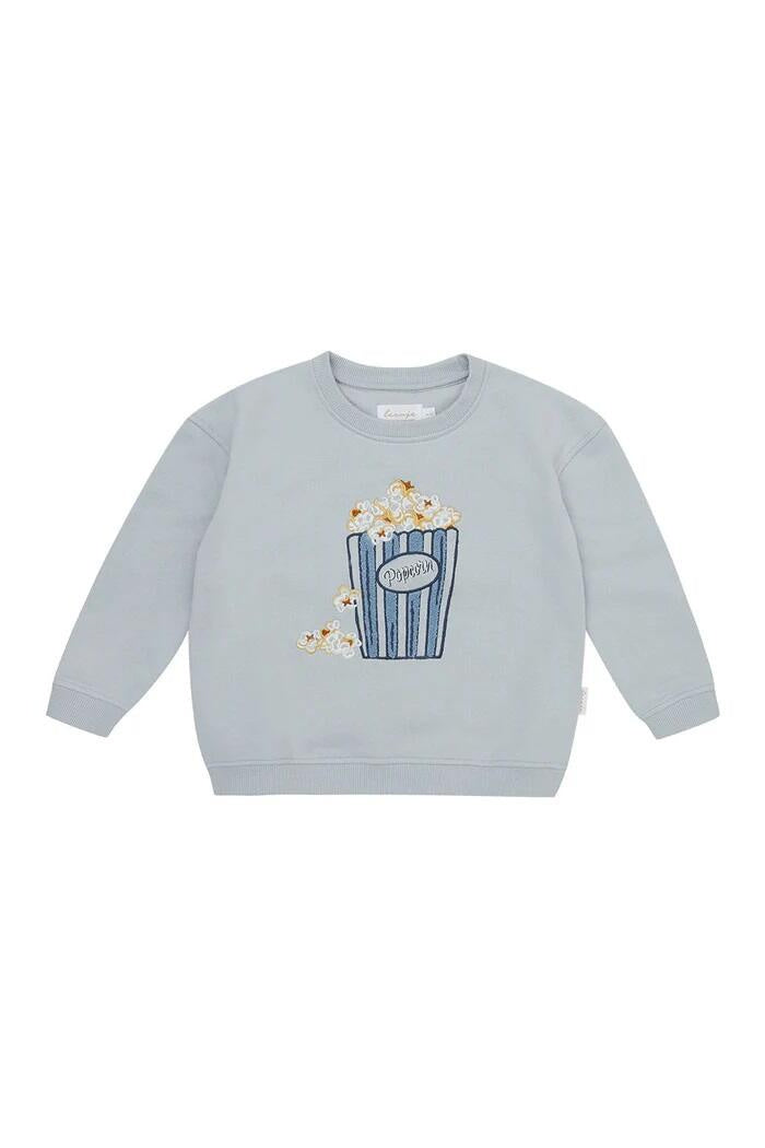 Oversized Sweatshirt 'popcorn light blue' - Light Blue - Blau