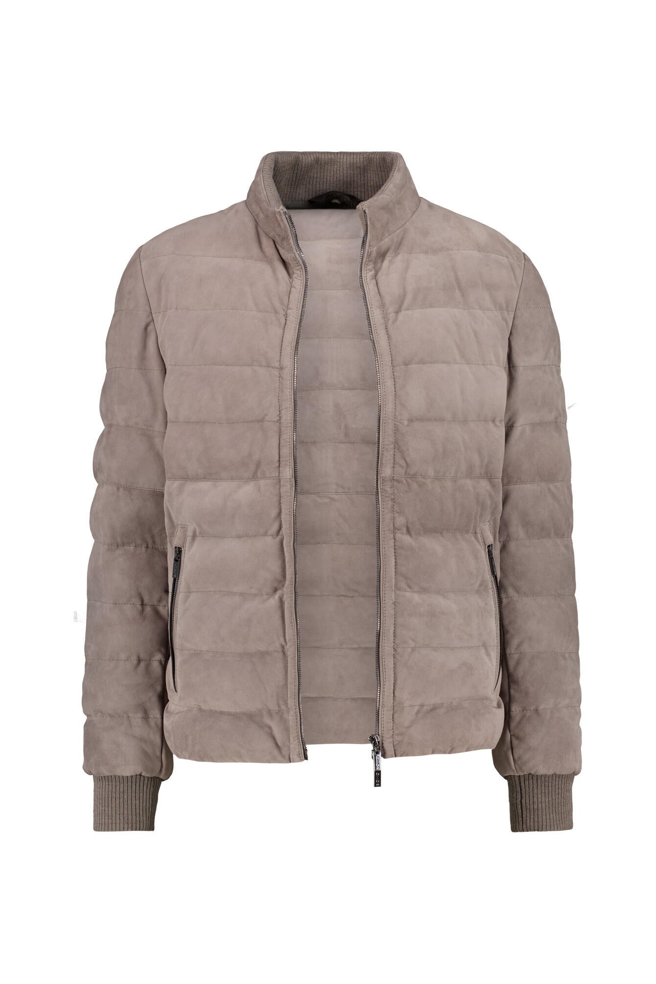 Gesteppte Velourslederjacke - 393 - Braun