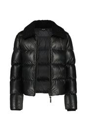 Gesteppte Lederjacke - C0001 Black - Schwarz