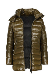 Lang geschnittene Steppjacke - 50072 Bark Green - Khaki