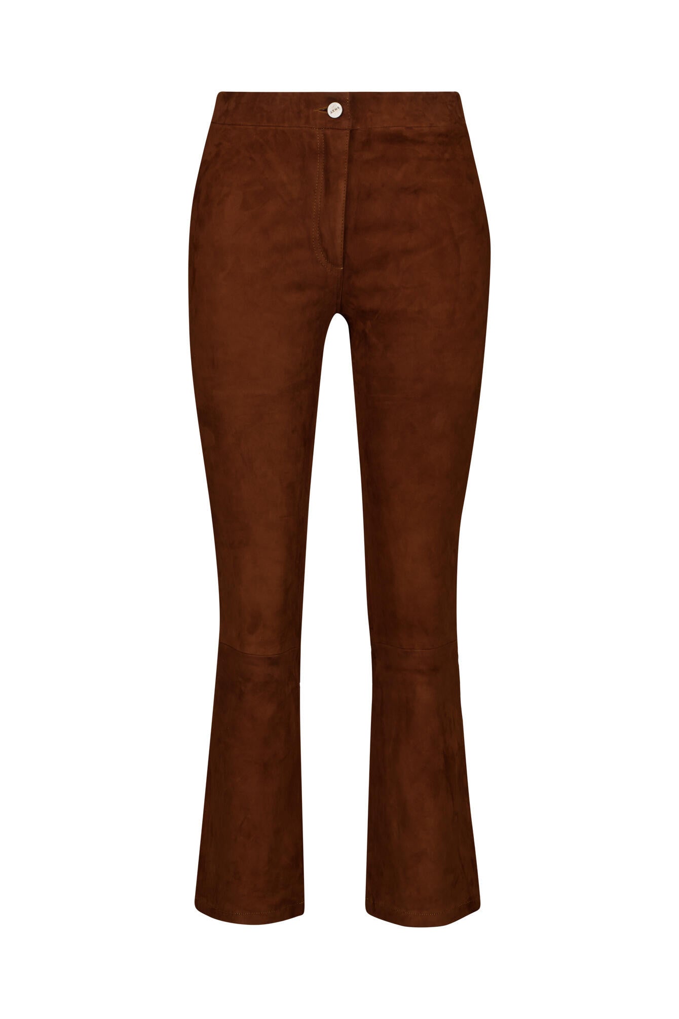 Lederhose mit Boot Cut - Camel - Braun