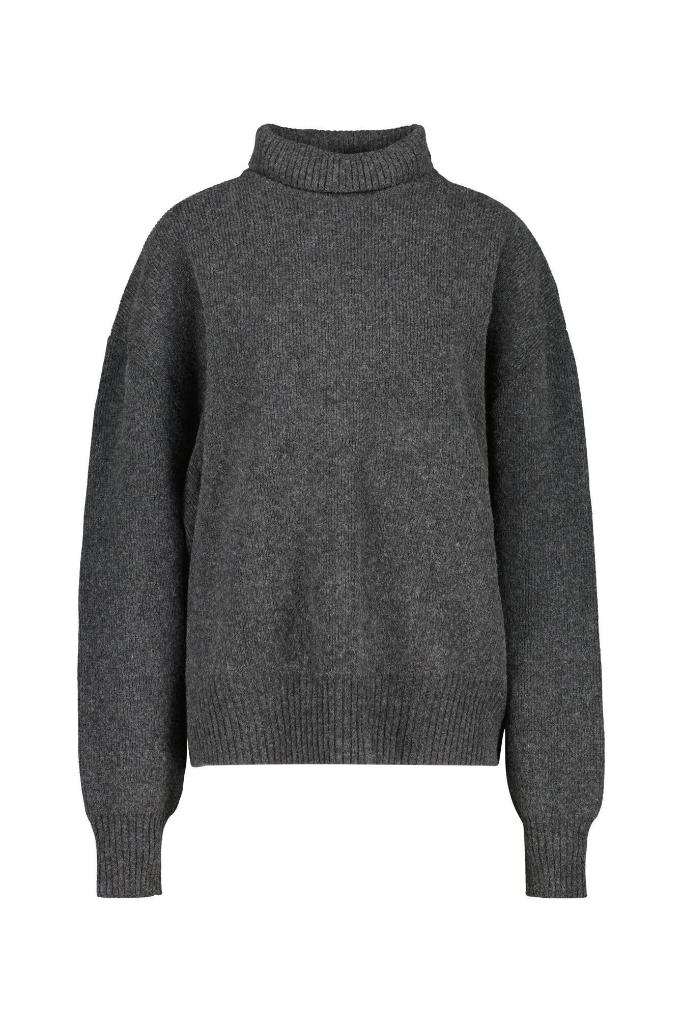 Oversized Strickpullover mit Rollkragen - dark grey - Grau