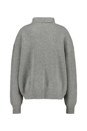 Oversized Strickpullover mit Rollkragen - light grey melange - Grau