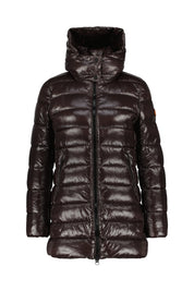 Lang geschnittene Steppjacke - 40009 Brown Black - Braun