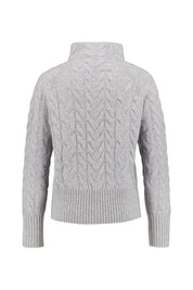 Strickpullover in Zopofstrick-Optik - Silber - Grau