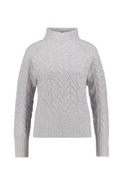 Strickpullover in Zopofstrick-Optik - Silber - Grau