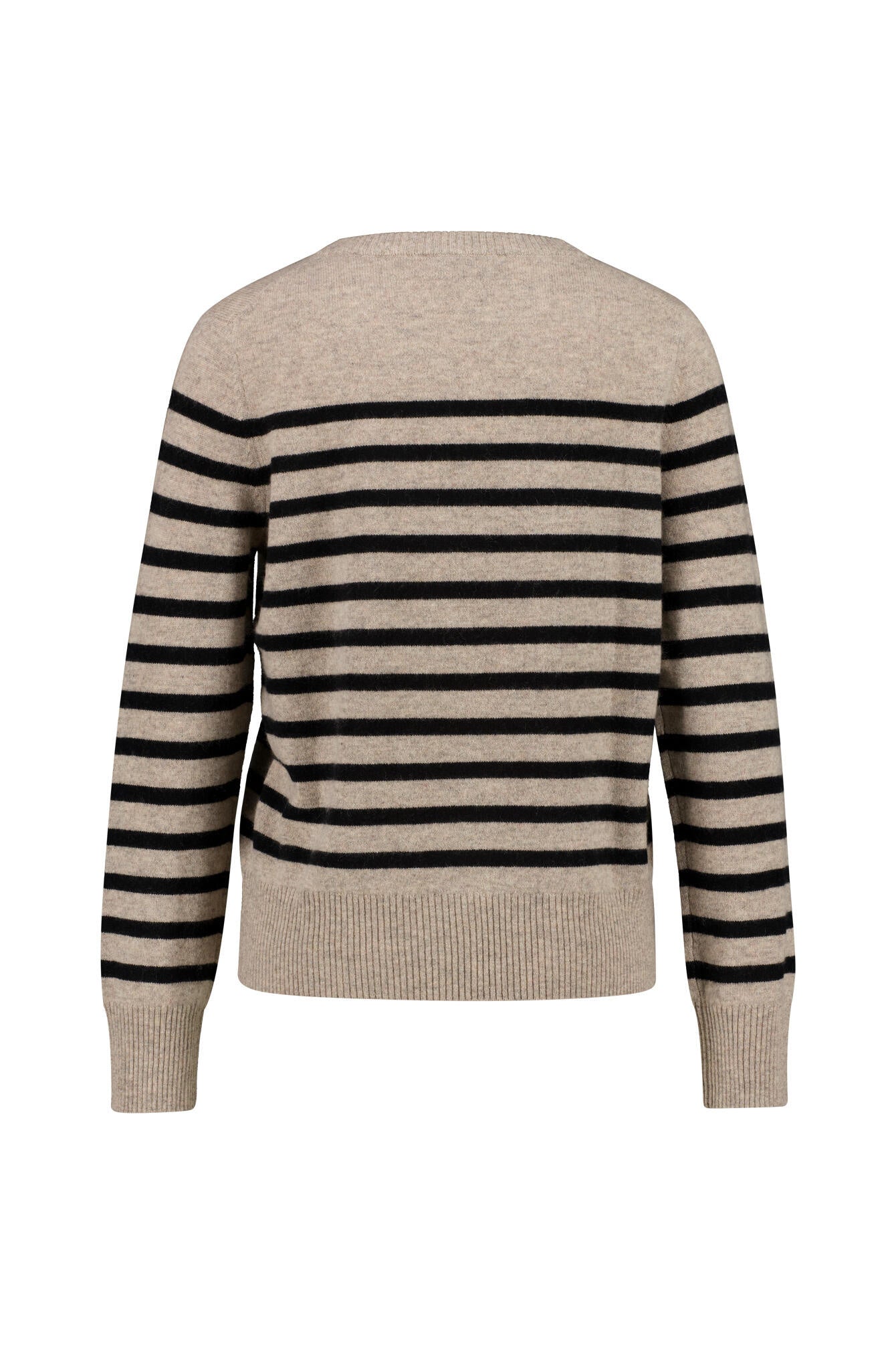 Gestreifter Strickpullover - Taupe/Schwarz - Beige