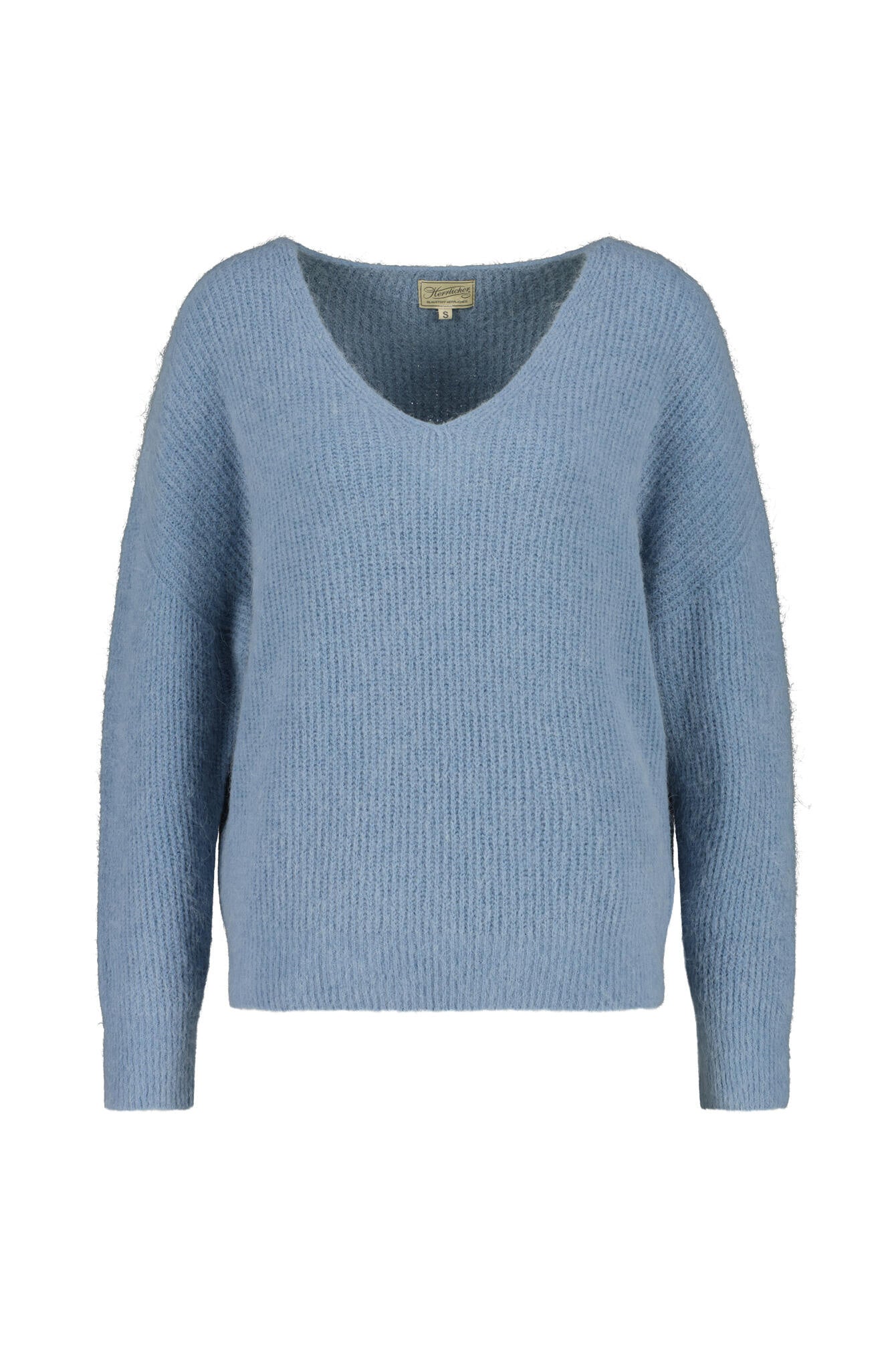 Strickpullover mit V-Ausschnitt - 486 - Blau