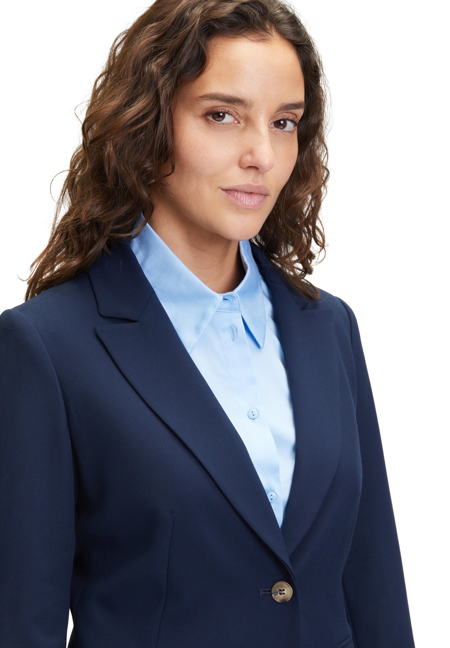 Taillierter Blazer mit Pattentaschen - 8543-Navy Blue - Blau