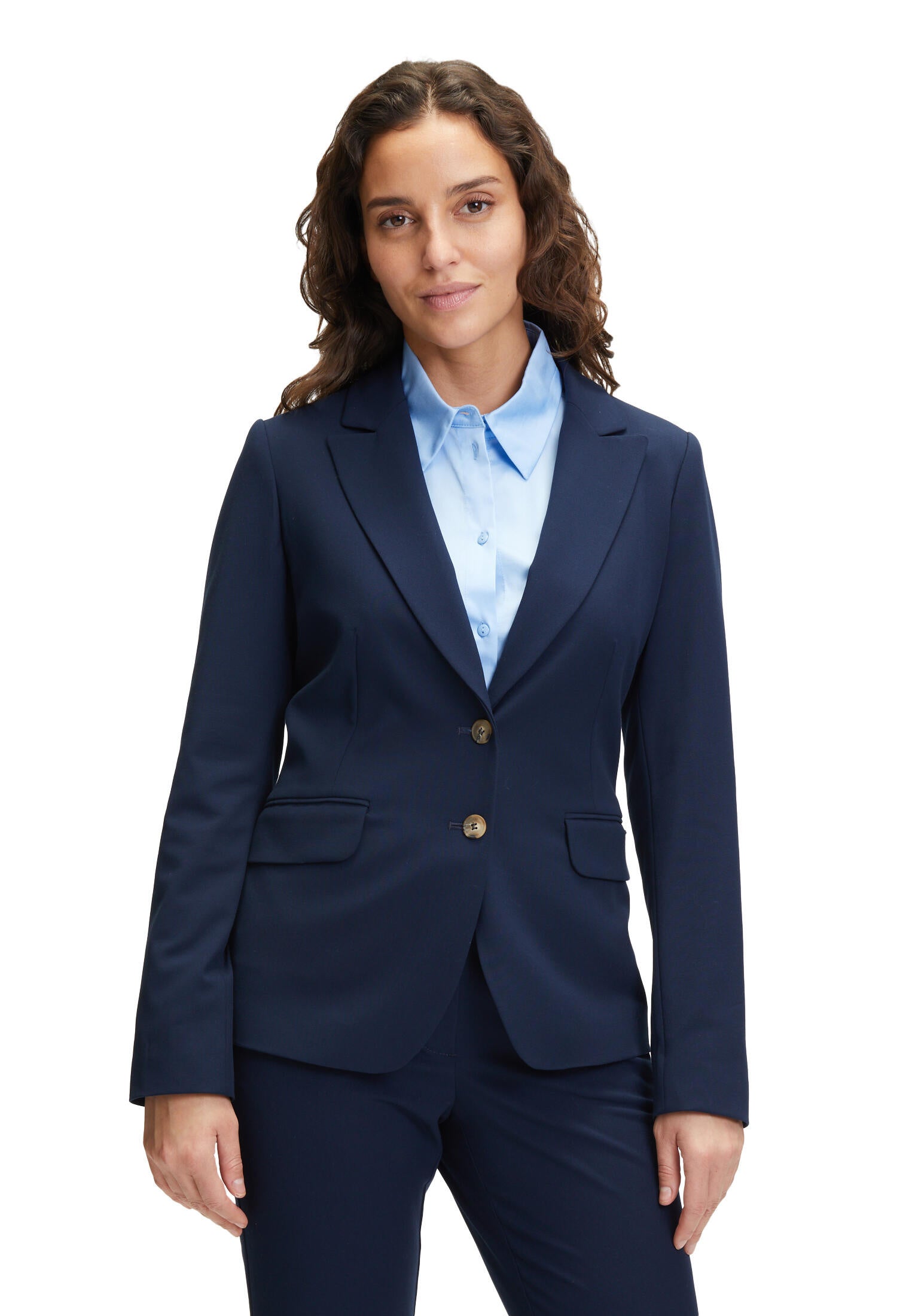 Taillierter Blazer mit Pattentaschen - 8543-Navy Blue - Blau