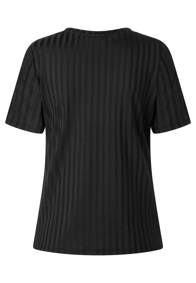 Geripptes T-Shirt - 0790 - Schwarz