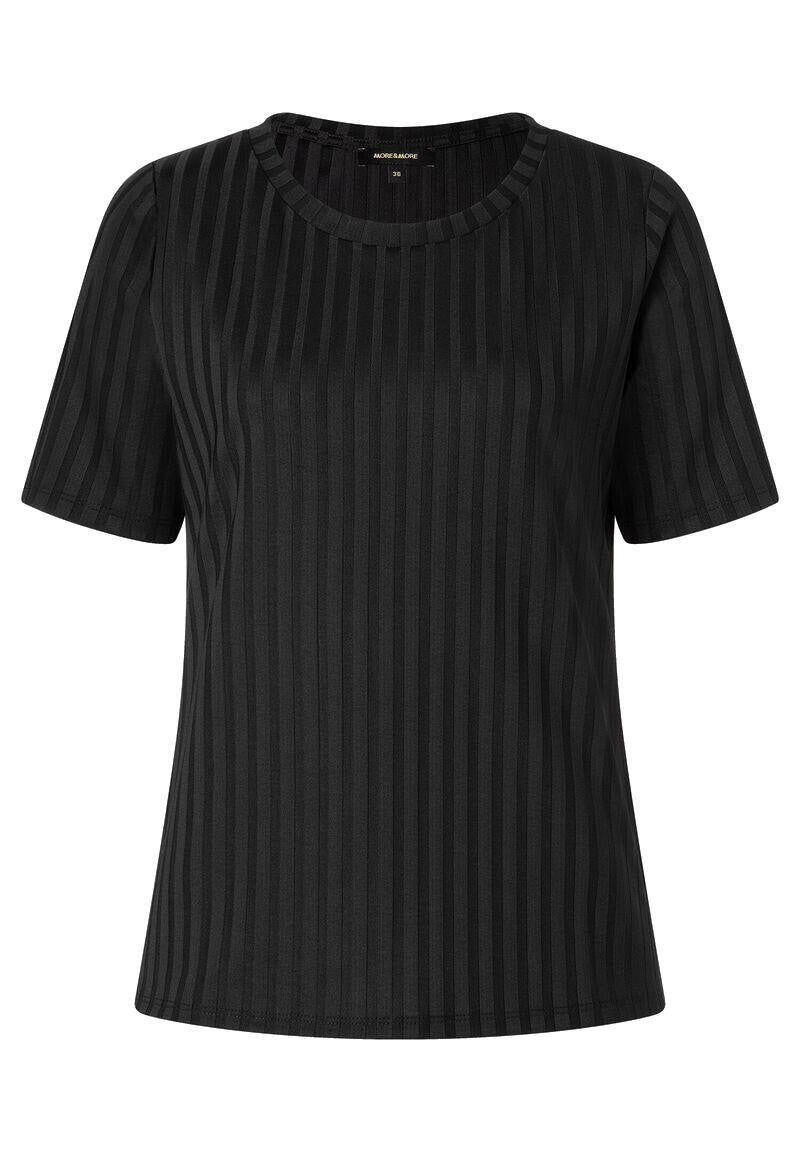 Geripptes T-Shirt - 0790 - Schwarz