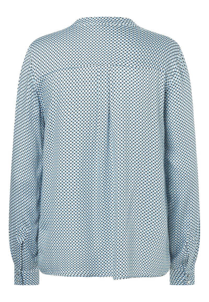 Viskosebluse mit Minimal Print - 3305 - Blau