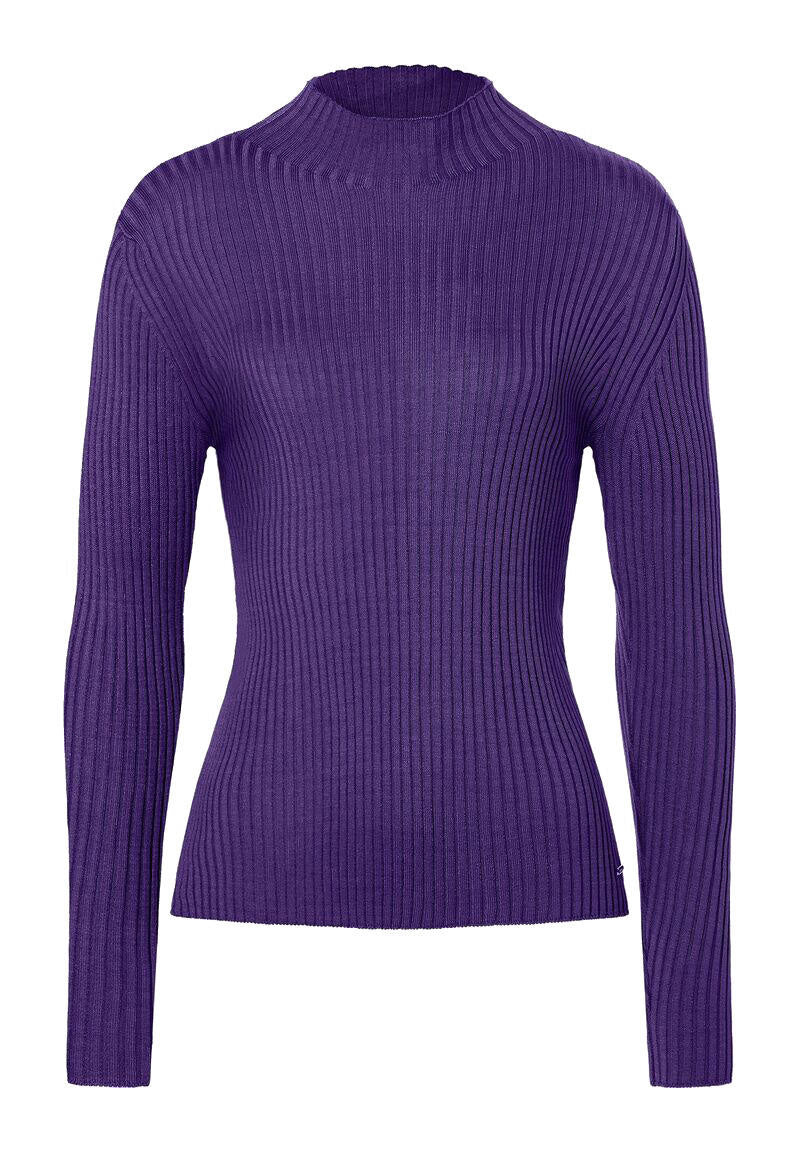 Geripptes Langarmshirt - 0863 - Violett