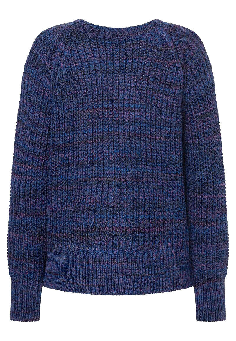 Melierter Strickpullover - 3863 - Blau