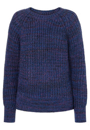 Melierter Strickpullover - 3863 - Blau