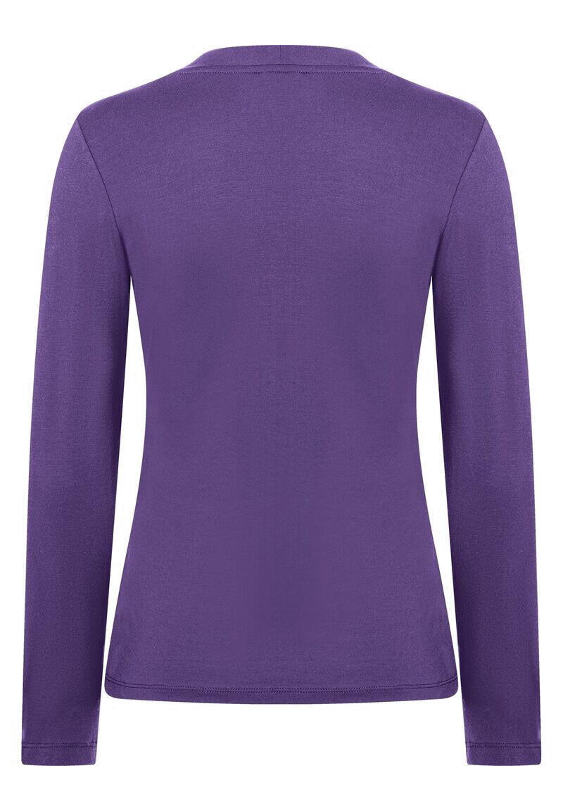 Langarmshirt mit V-Ausschnitt - 0863 - Violett