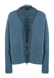 Strickcardigan mit Fransen - 0332 - Blau