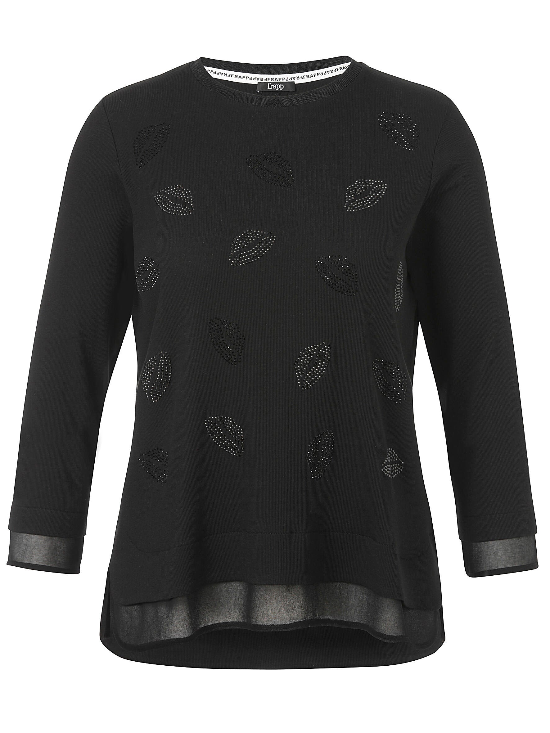 Sweatshirt mit Strass-Details - 107 - Schwarz