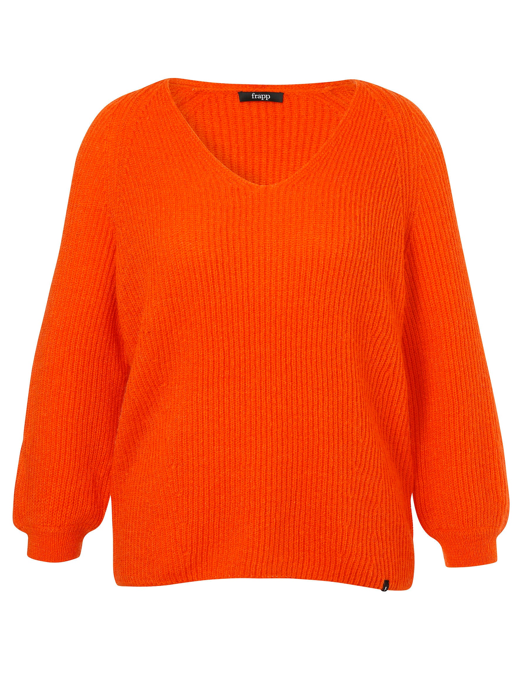 Strickpullover mit V-Ausschnitt - 364 - Orange