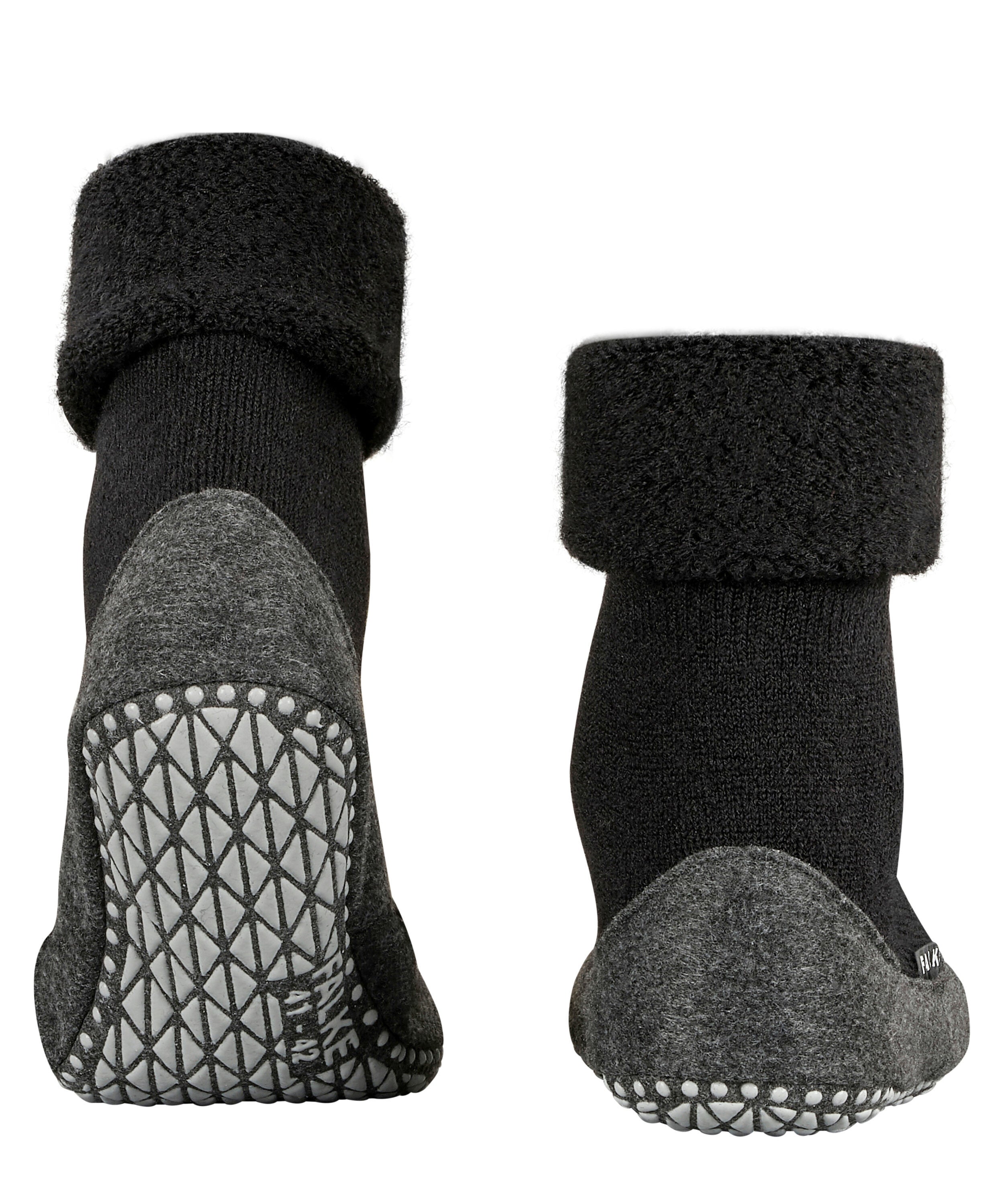 Hausschuhsocken aus Schurwolle - 3000 black - Grau | Schwarz