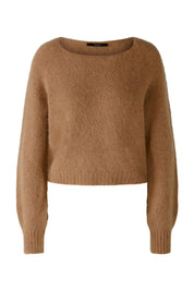 Strickpullover mit U-Boot-Ausschnitt - 7820-camel - Braun