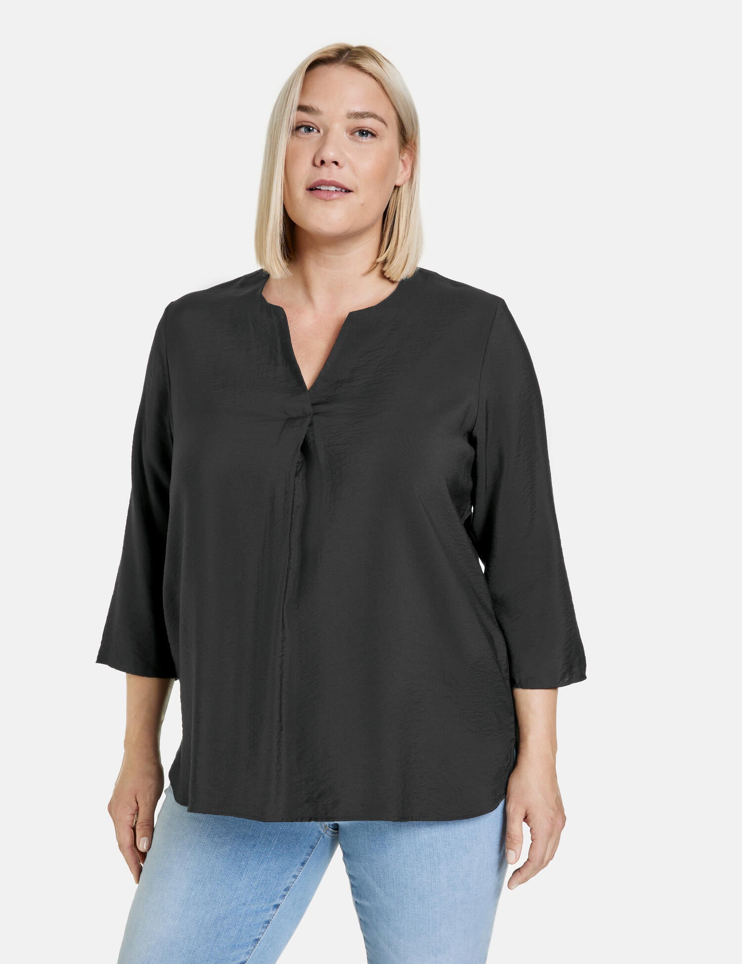 Bluse aus Viskosemix - 01100 BLACK - Schwarz