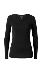 Langarmshirt aus dezent transparentem Material - 900 - Schwarz