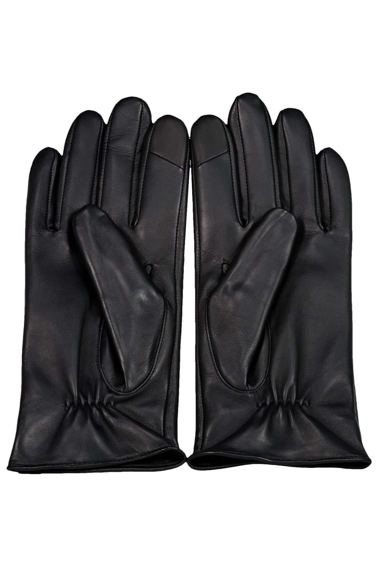 Leder Handschuhe - 000 - Schwarz