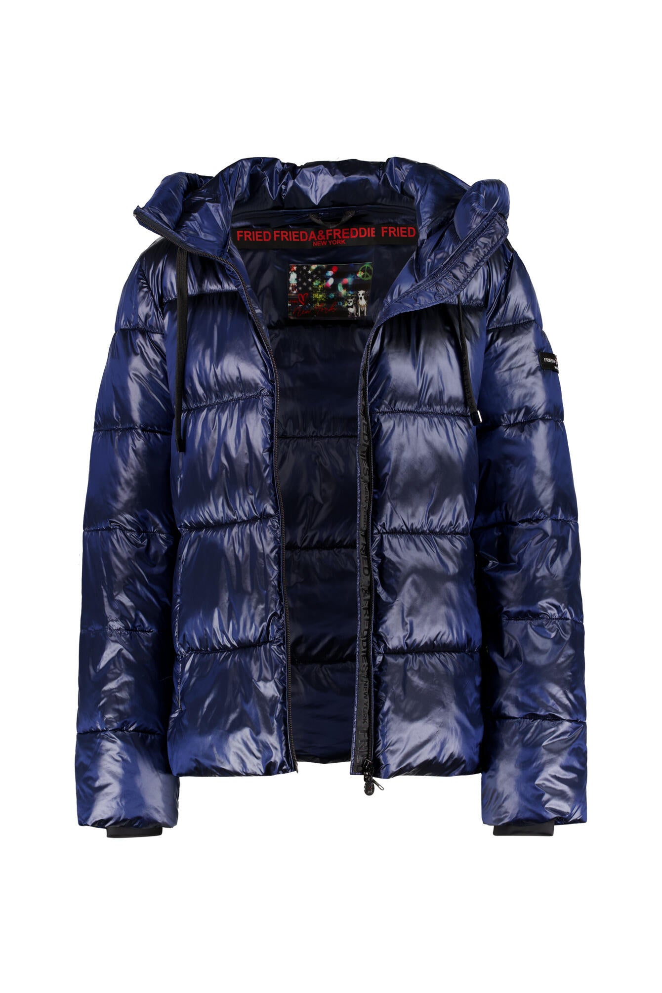 Steppjacke in Metallic-Optik - 518-midnight b - Blau