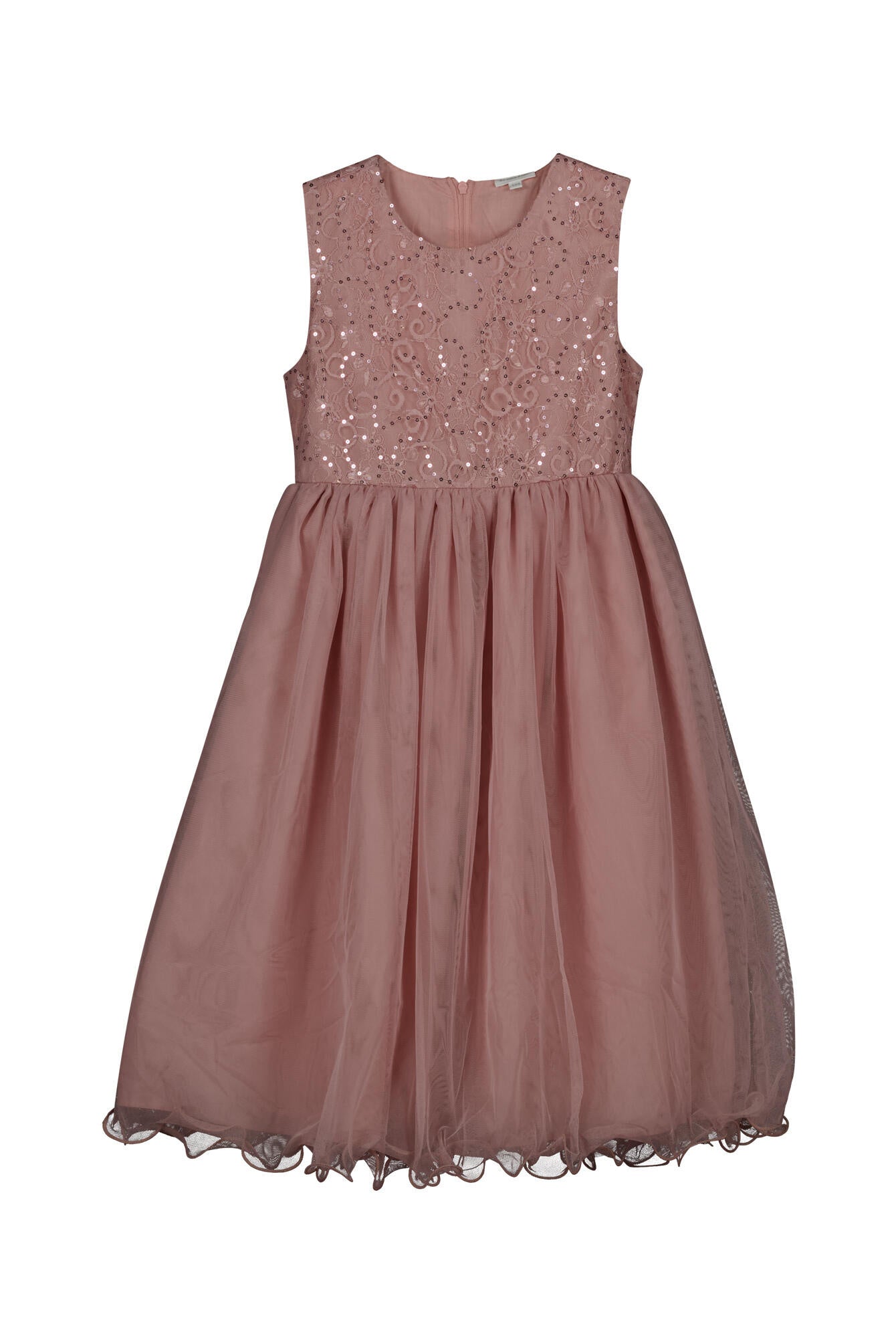 Ausgestelltes Kleid mit Tüll und Pailletten - 8248-mauve - Rosa