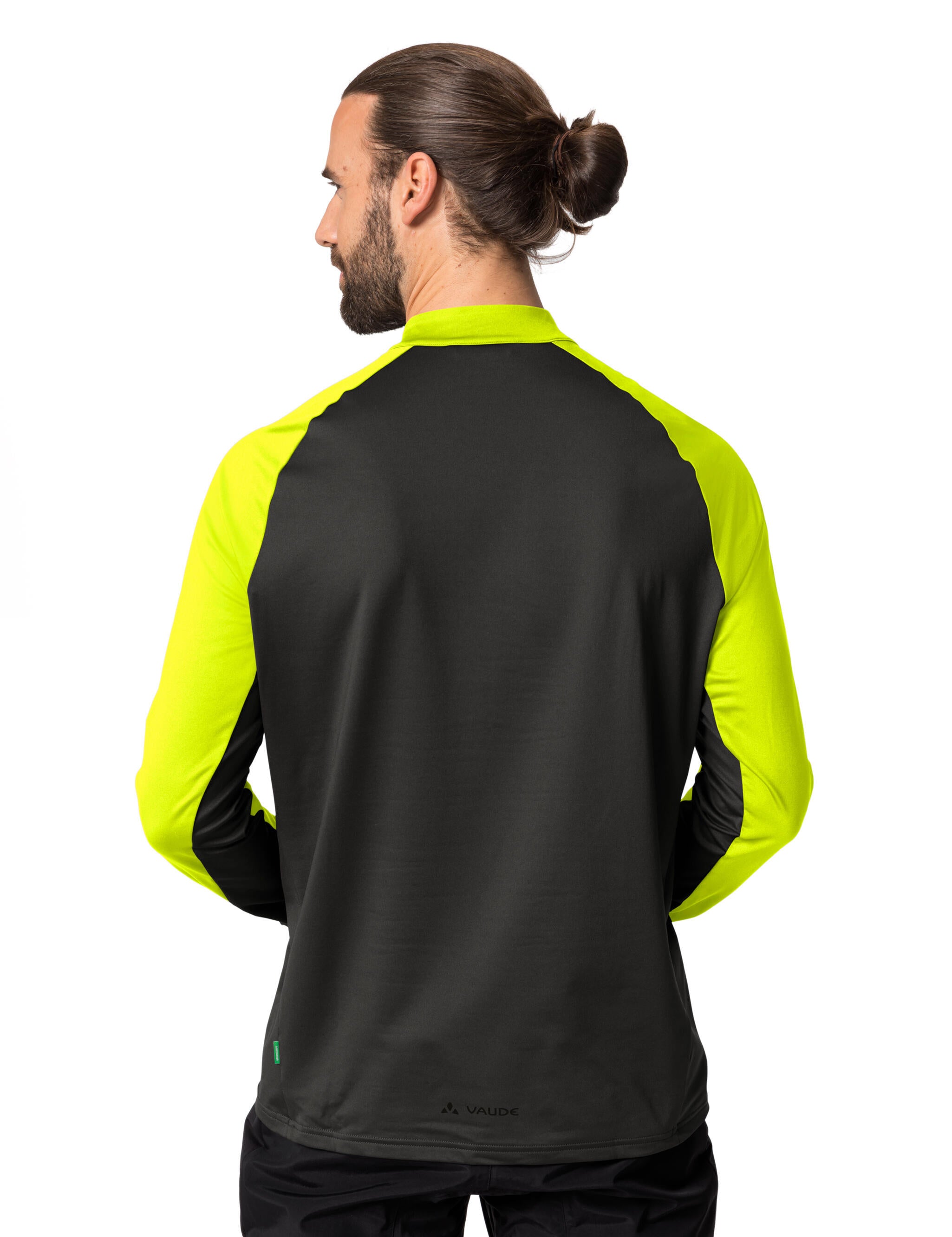 Fahrrad Longsleeve mit half Zip - 293-neon yellow/black - Schwarz | Gelb