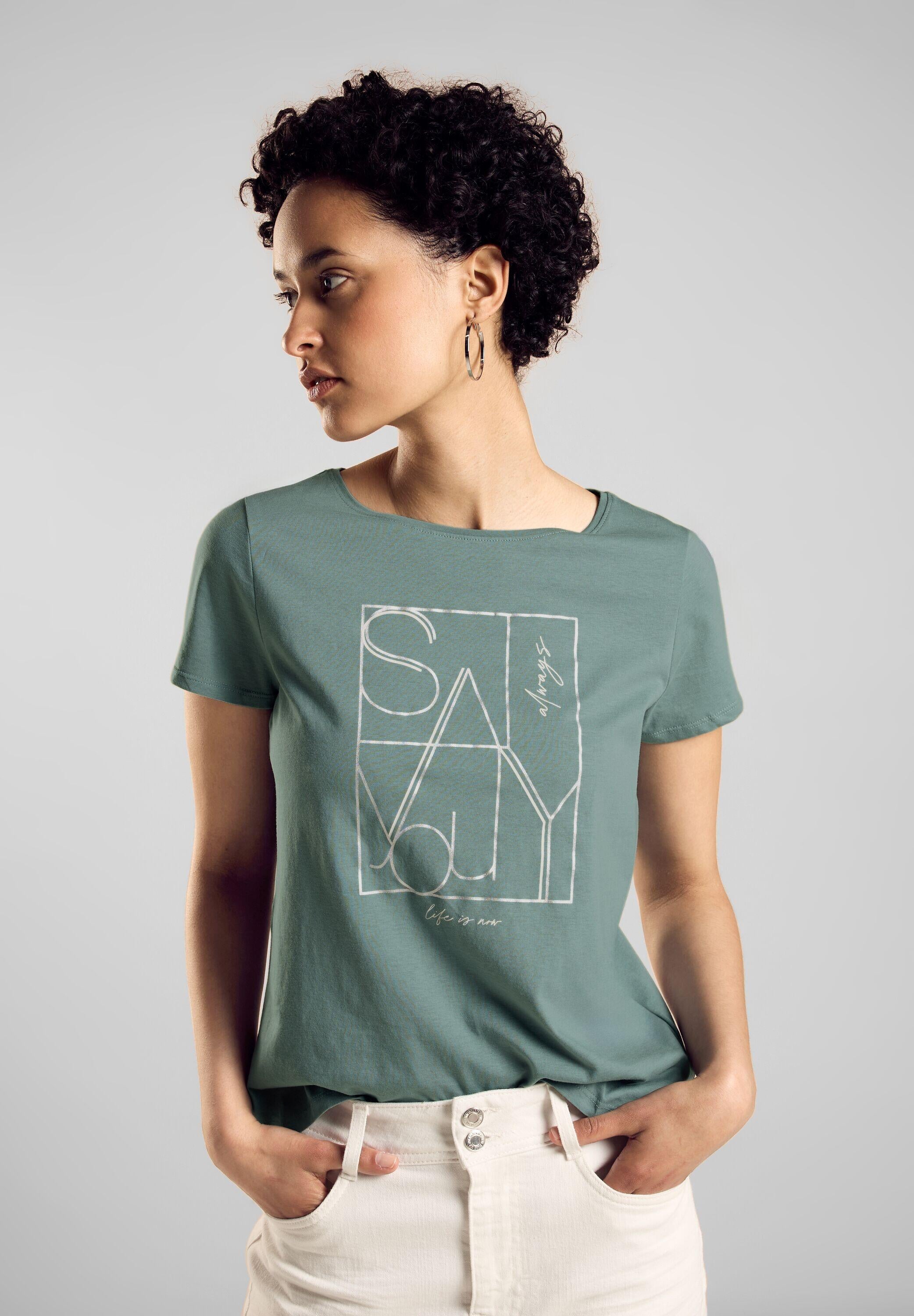 T-Shirt mit Print - 35928-seafoam green - Grün