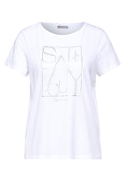 T-Shirt mit Print - 30000-White - Weiß