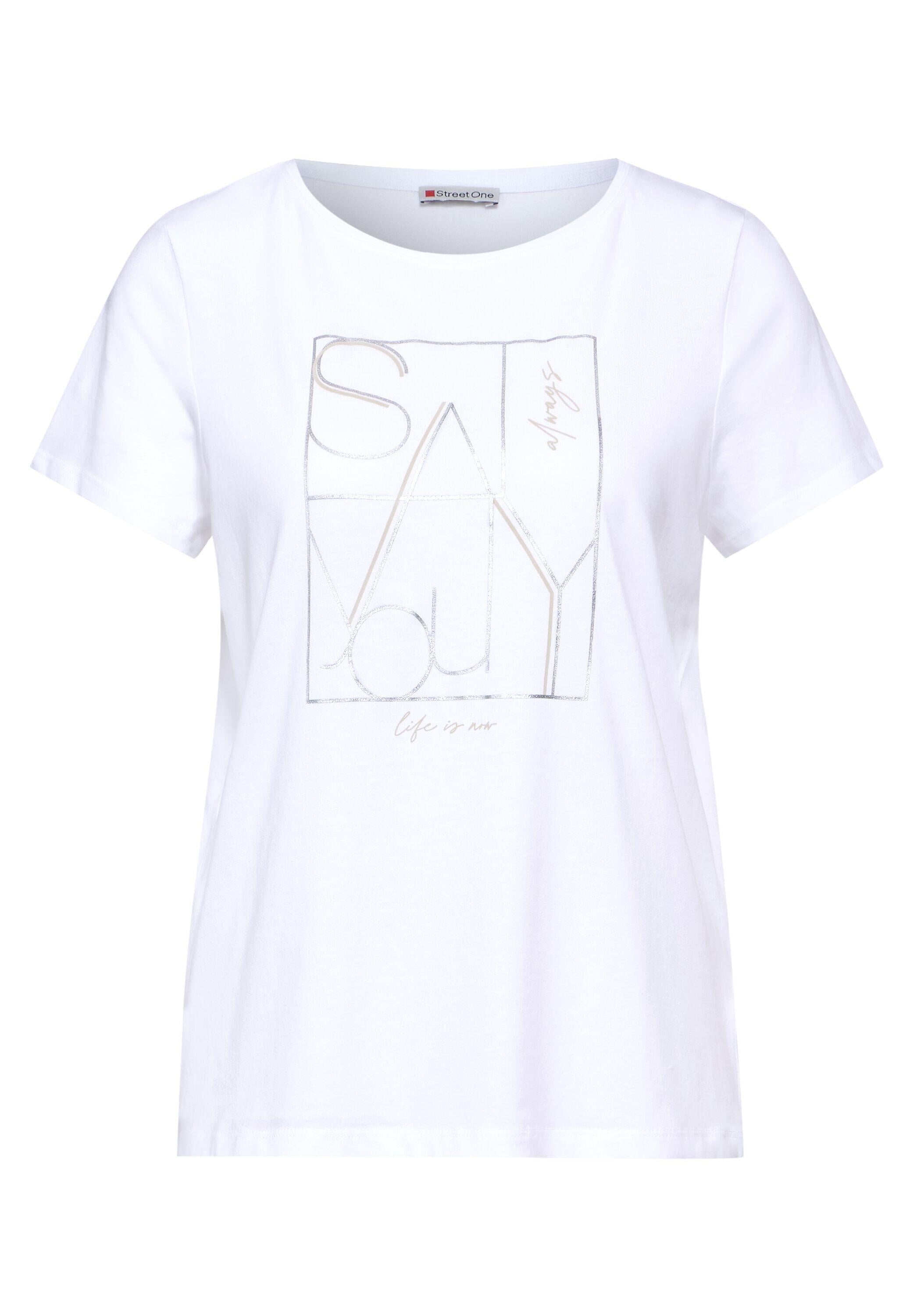 T-Shirt mit Print - 30000-White - Weiß