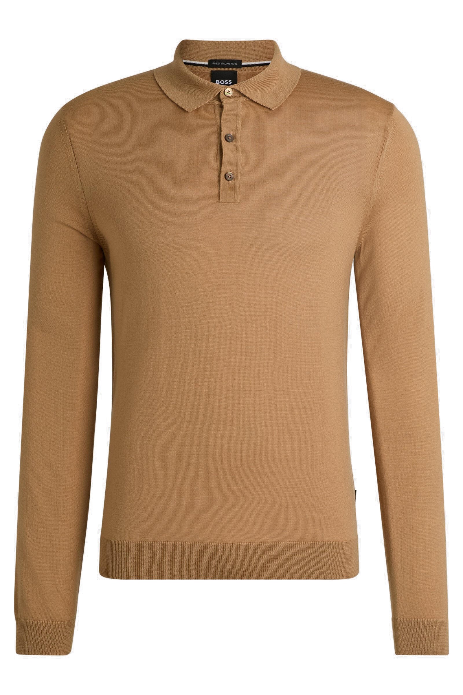 Strick-Poloshirt aus Schurwolle - 260-Medium Beige - Beige