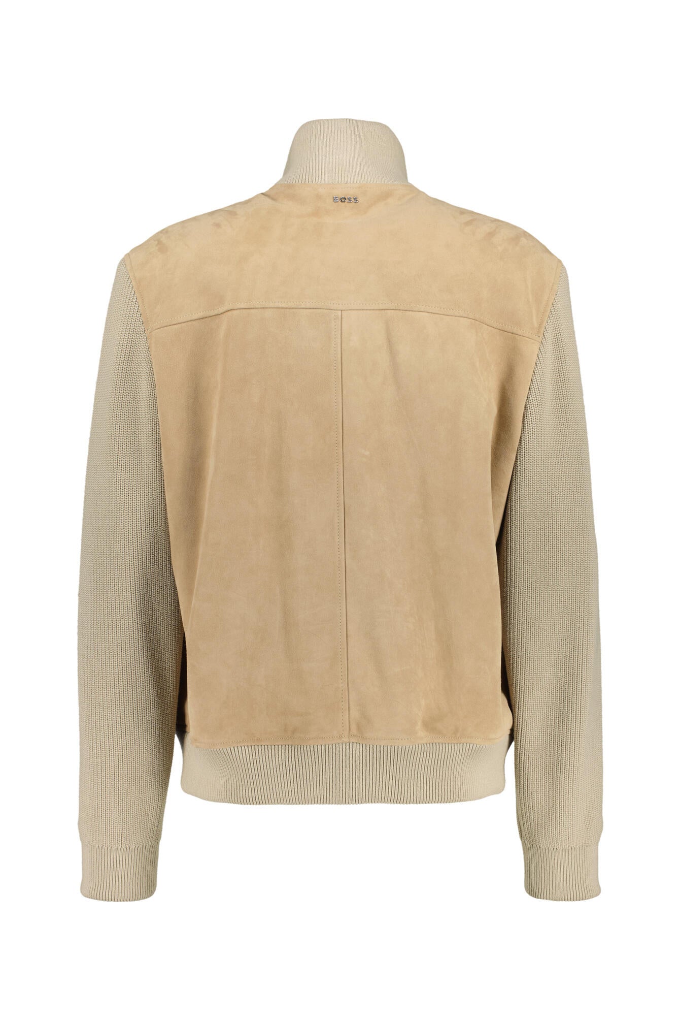 Lederjacke mit Strickärmeln - 131-Open White - Beige